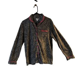 Pre Owned Women’s Celestial Dreams Sleep Lounge Button Up Shirt Cheetah Print Lg